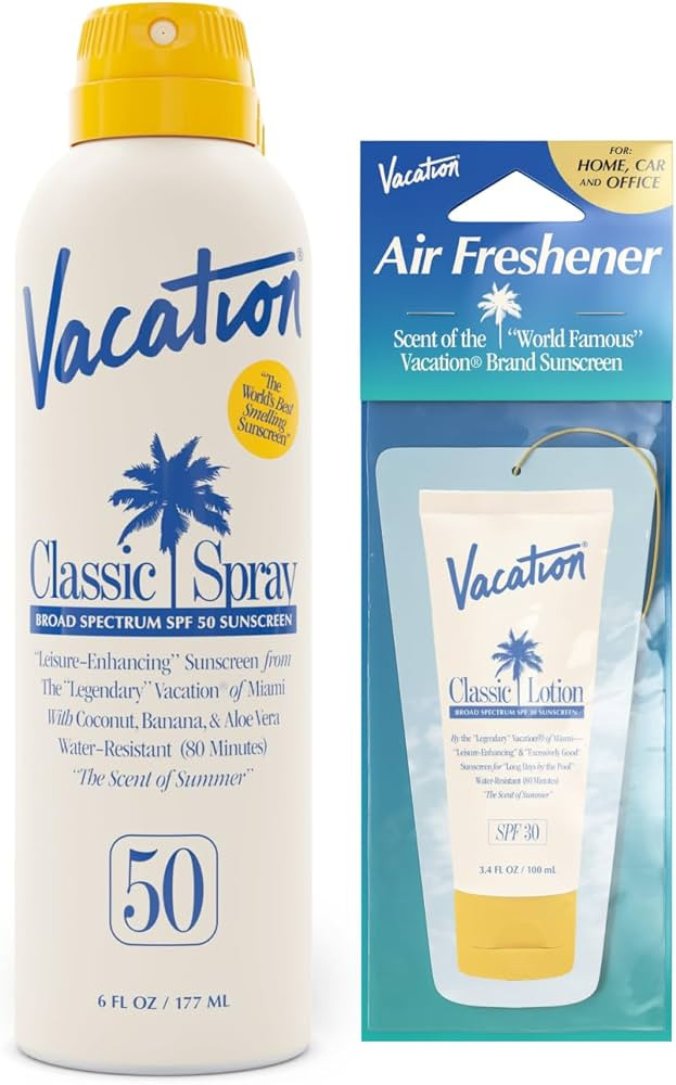 Vacation Classic Sunscreen Spray SPF 50 & Air Freshener Bundle, Water-Resistant, Lightweight, Tra... | Amazon (US)
