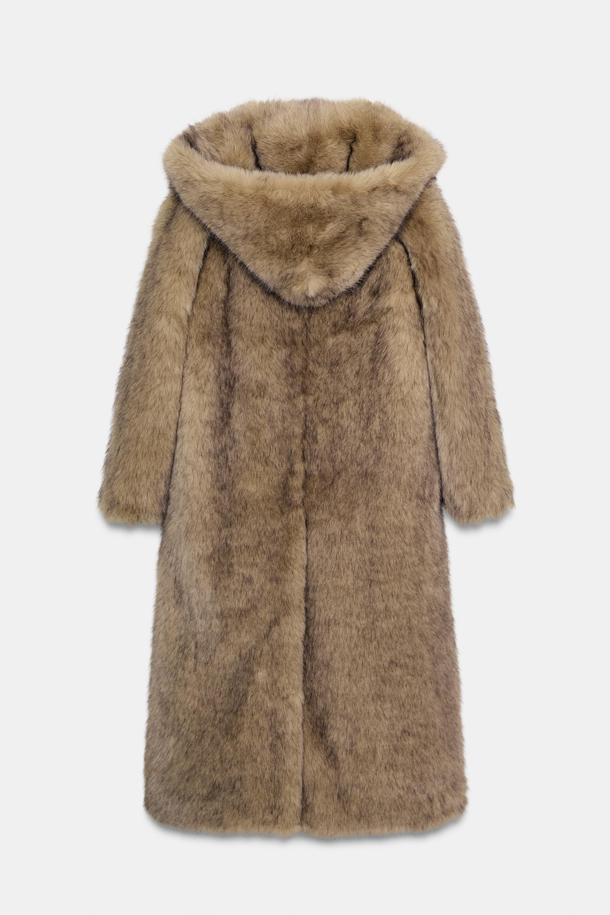HOODED FAUX FUR COAT | Zara US