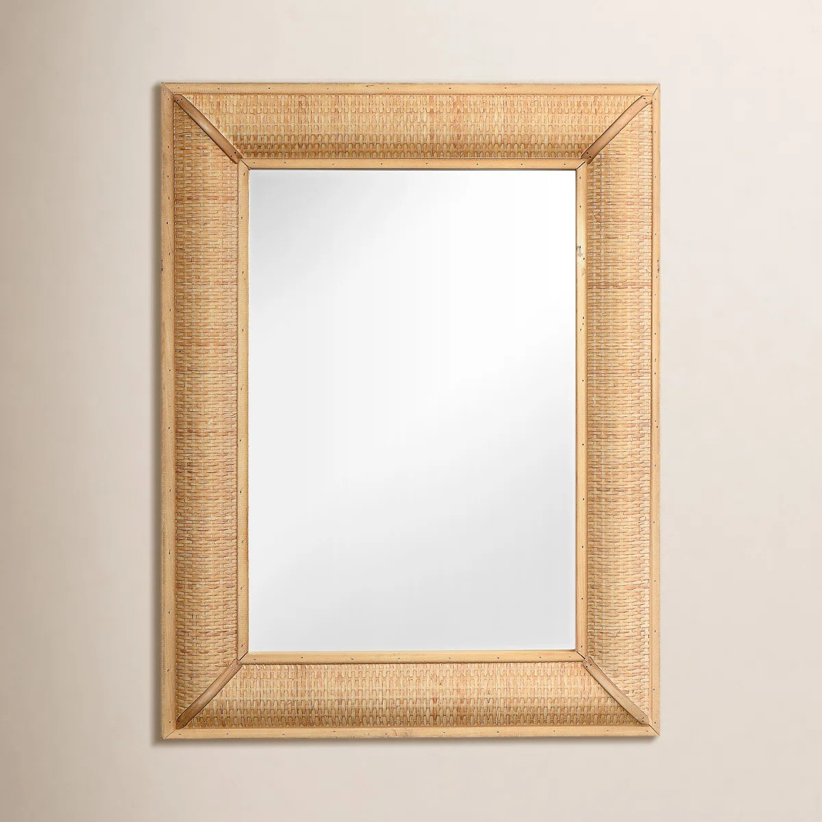 Rectangle Wood Framed Wall Mirror with Rattan Detail | Wayfair North America