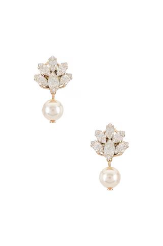 Anton Heunis Pedant Crystal Cluster Earrings in Pearl from Revolve.com | Revolve Clothing (Global)