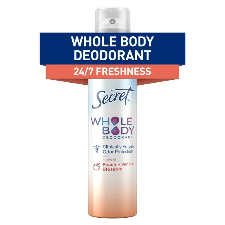 Secret Women's Whole Body Aluminum Free Deodorant Spray Peach & Vanilla 3.5oz | Walmart (US)