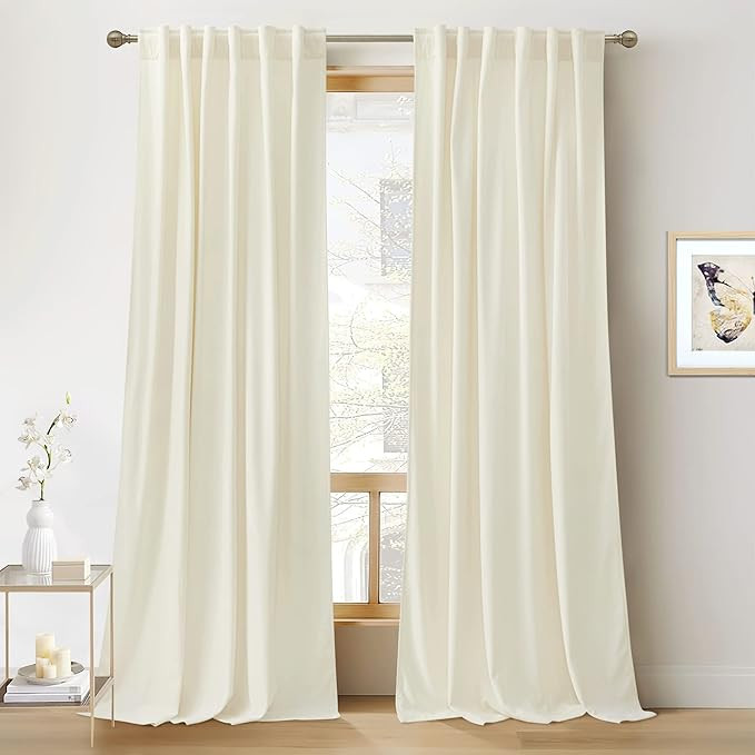 RYB HOME Velvet Curtains 102 inches Long, Back Tab Room Darkening Noise Reducing Window Treatment... | Amazon (US)