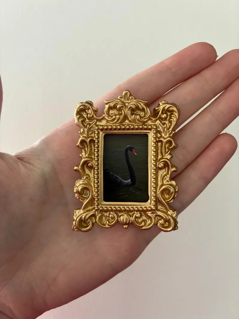 MINIATURE Black Swan Giclee Print Framed - Etsy | Etsy (US)
