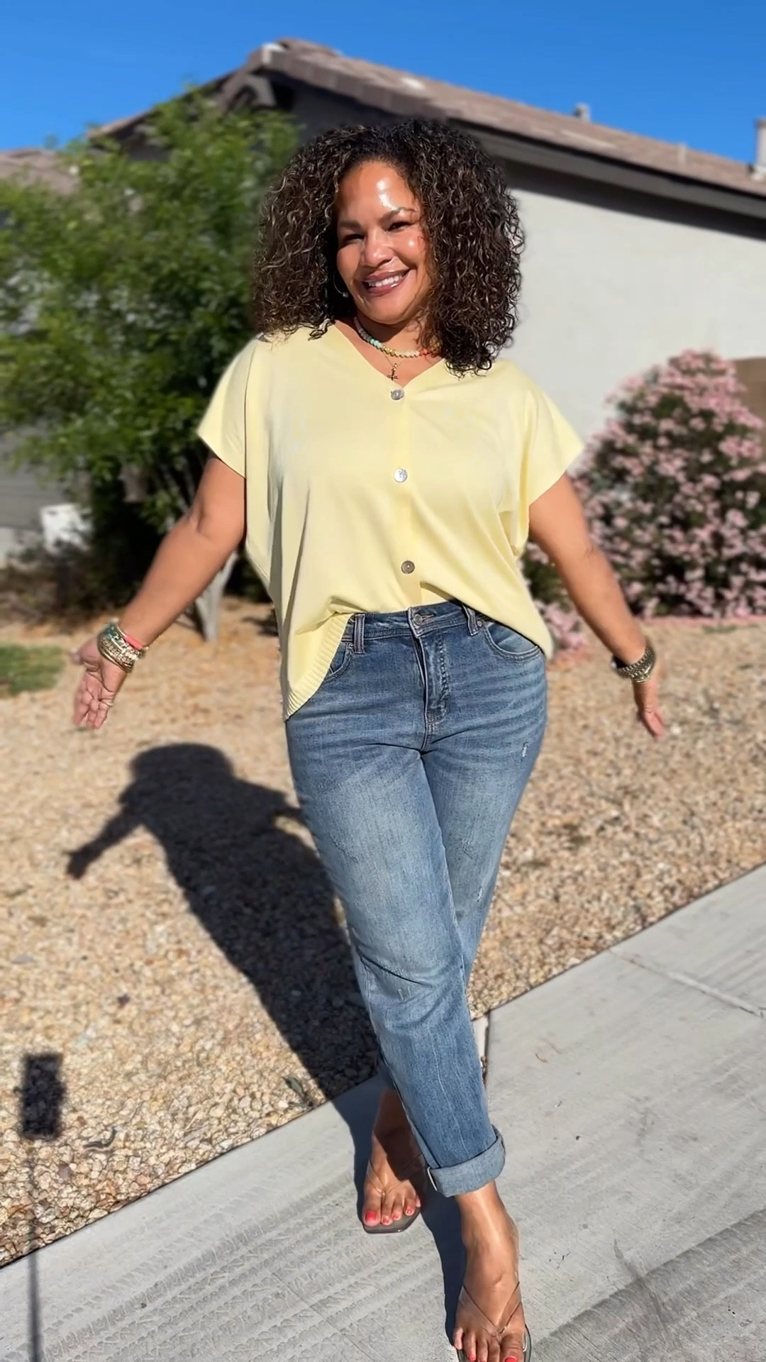 Matching the suns energy wearing this yello shirt! Love the fit and style of this lightweight sweater! 

#LTKootd #LTKOver40