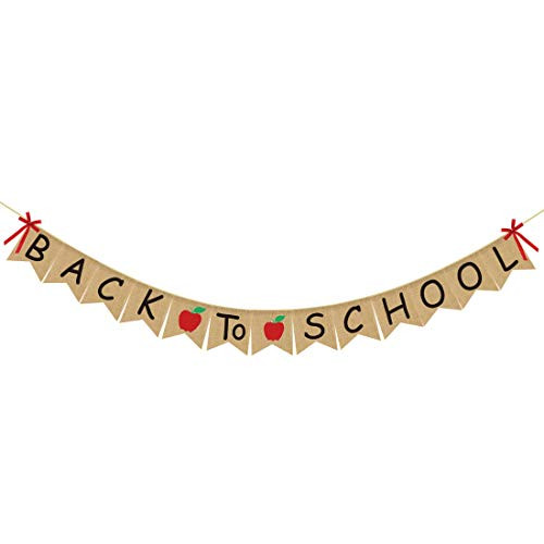 Back To School Banner Burlap - Back to School Party Decorations Supplies - First Day of School Banner - Classroom Office School Hanging Decor Sign - Teacher Banner | Amazon (US)