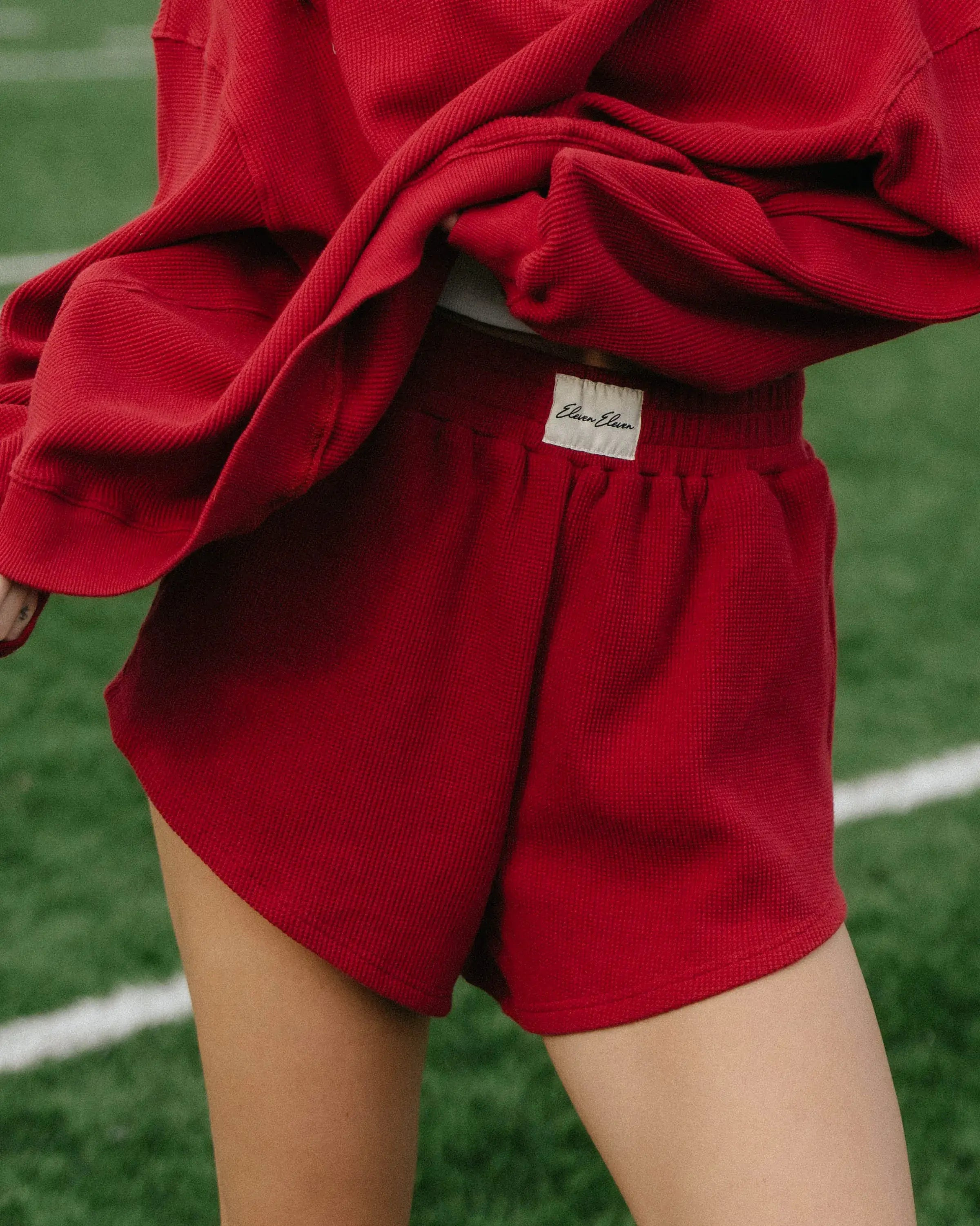 Waffle Shorts in Vintage Red | Eleven Eleven