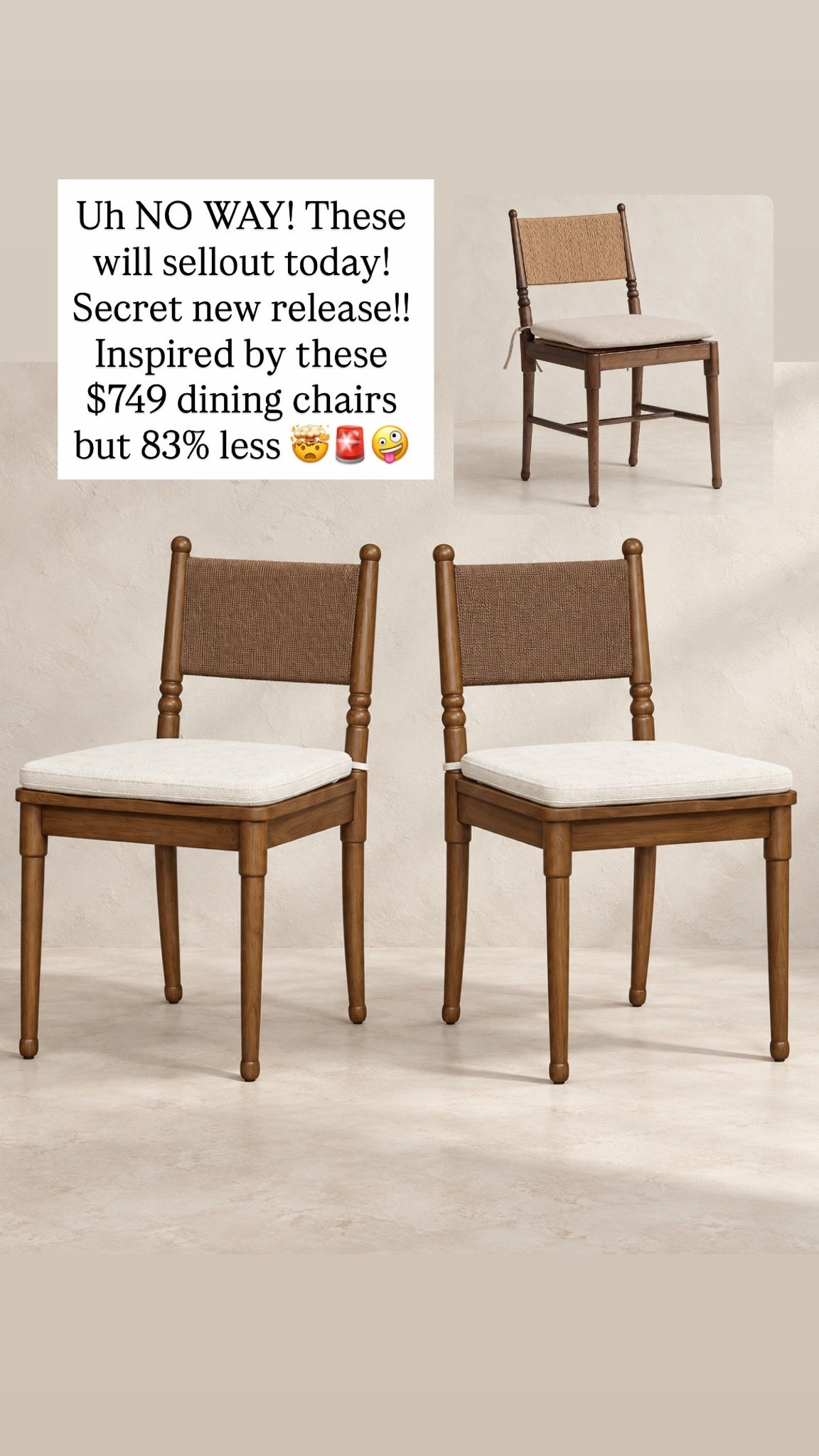 Uh NO WAY! These will sellout today!
Secret new release!!
Inspired by these $749 dining chairs but 83% less

#LTKSaleAlert #LTKHome