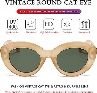 AIEYEZO Oversized Cat Eye Sunglasses for Women Cute Oval Thick Frame Cateye Sun Glasses Chic Retr... | Amazon (US)