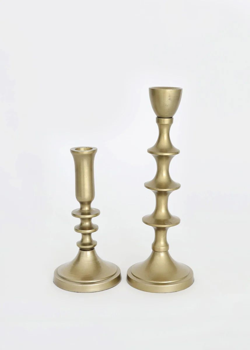 Set of 2 Antique Gold Candle Holders - 7-10 | Afloral (US)