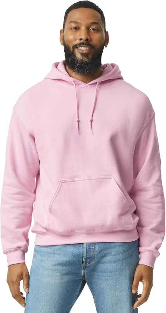 Gildan Men's Heavy Blend Drawcord Hooded Sweatshirt, Safety Pink | Amazon (US)
