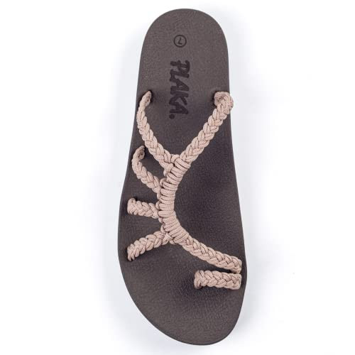 Plaka Relief Flip Flops for Women with Arch Support | Comfy Sandals for Women | Perfect for the Beach, Long Walks or Poolside | Reduces Heel & Back Pain | Brazilian Sand | Size 6 | Amazon (US)
