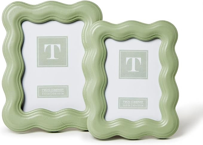 Two's Company Wavy Wood Photo Frames, Sage Green, Set of 2 | Amazon (US)