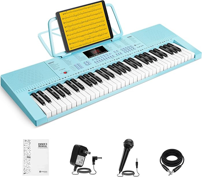 Vangoa VGK610 Piano Keyboard, 61 Mini Keys Portable Music Keyboard for Beginners with Microphone,... | Amazon (US)