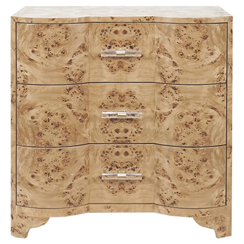 Worlds Away Calvin Modern Classic Brown Burl Wood Bachelor Chest | Kathy Kuo Home