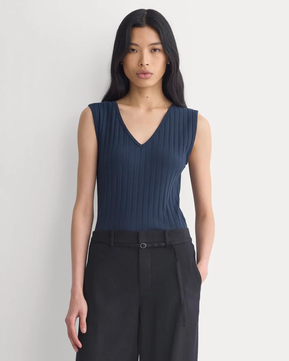 V-Neck Tank in Pointelle | Deep Navy | Everlane