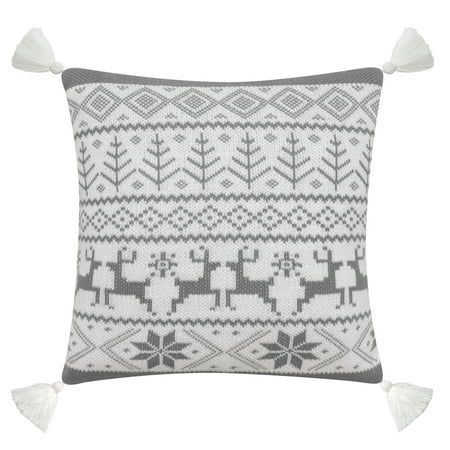 Better Homes & Gardens Feather Filled Fair Isle Sweater Knit Decorative Throw Pillow with Tassels... | Walmart (US)