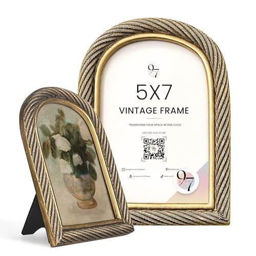 97 Decor Rustic 5x7 Gold Picture Frame- Gold Vintage Frame 5x7, Antique Ornate Photo Frame 5 By 7 Picture Frame, Arch Frame For Tabletop And Wall Hanging | Amazon (US)