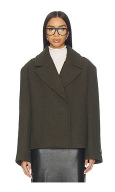 EAVES Osk Manteco Wool Cropped Peacoat in Moss from Revolve.com | Revolve Clothing (Global)