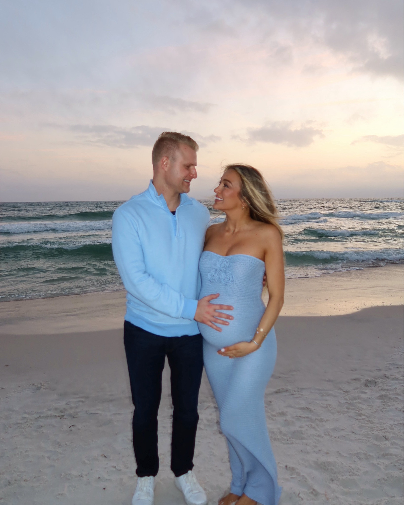 Babymoon 👶🏼🩵

Sized up to a medium for bump. Has some stretch. Slightly sheer so wore nude shorts underneath. 

strapless blue crotchet dress | bump friendly | pregnant | third trimester | mom | beach dress | spring and summer style | revolve 

#LTKBump #LTKBaby #LTKStyleTip