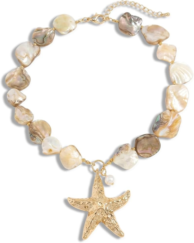 Baroque Pearl Necklace for Women Chunky Beaded Pearls Choker Necklace Irregular Pearls Heart Star... | Amazon (US)