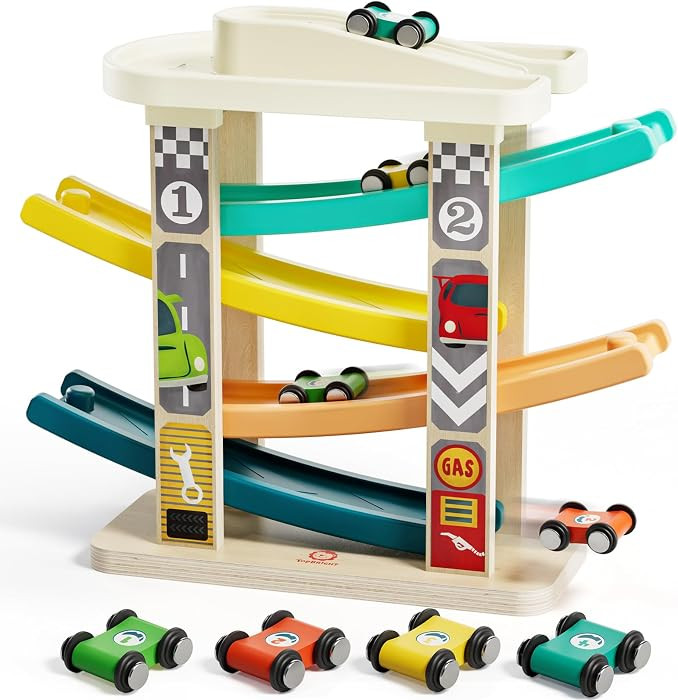 TOP Bright Toddler Wooden Race Track Car Ramp Toys for 1 2 Year Old Baby Motor Skills Race Tracks... | Amazon (US)