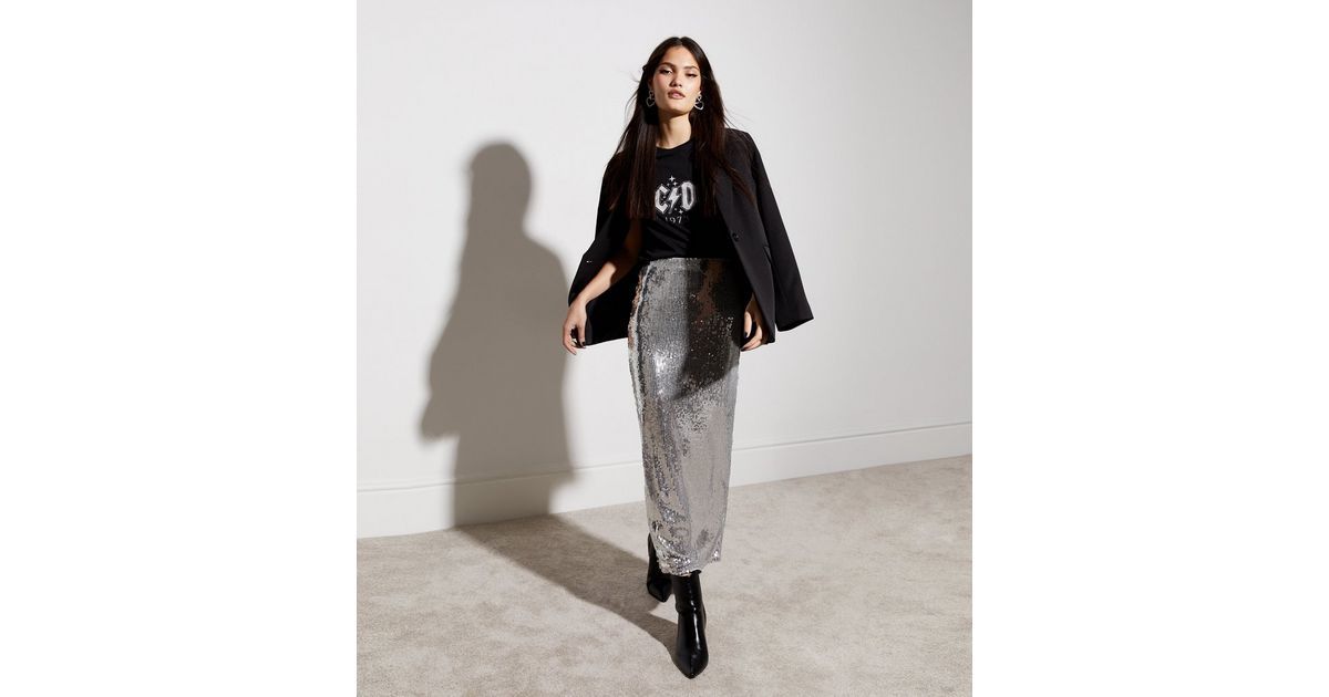 Silver Sequin Midaxi Skirt | New Look | New Look (UK)