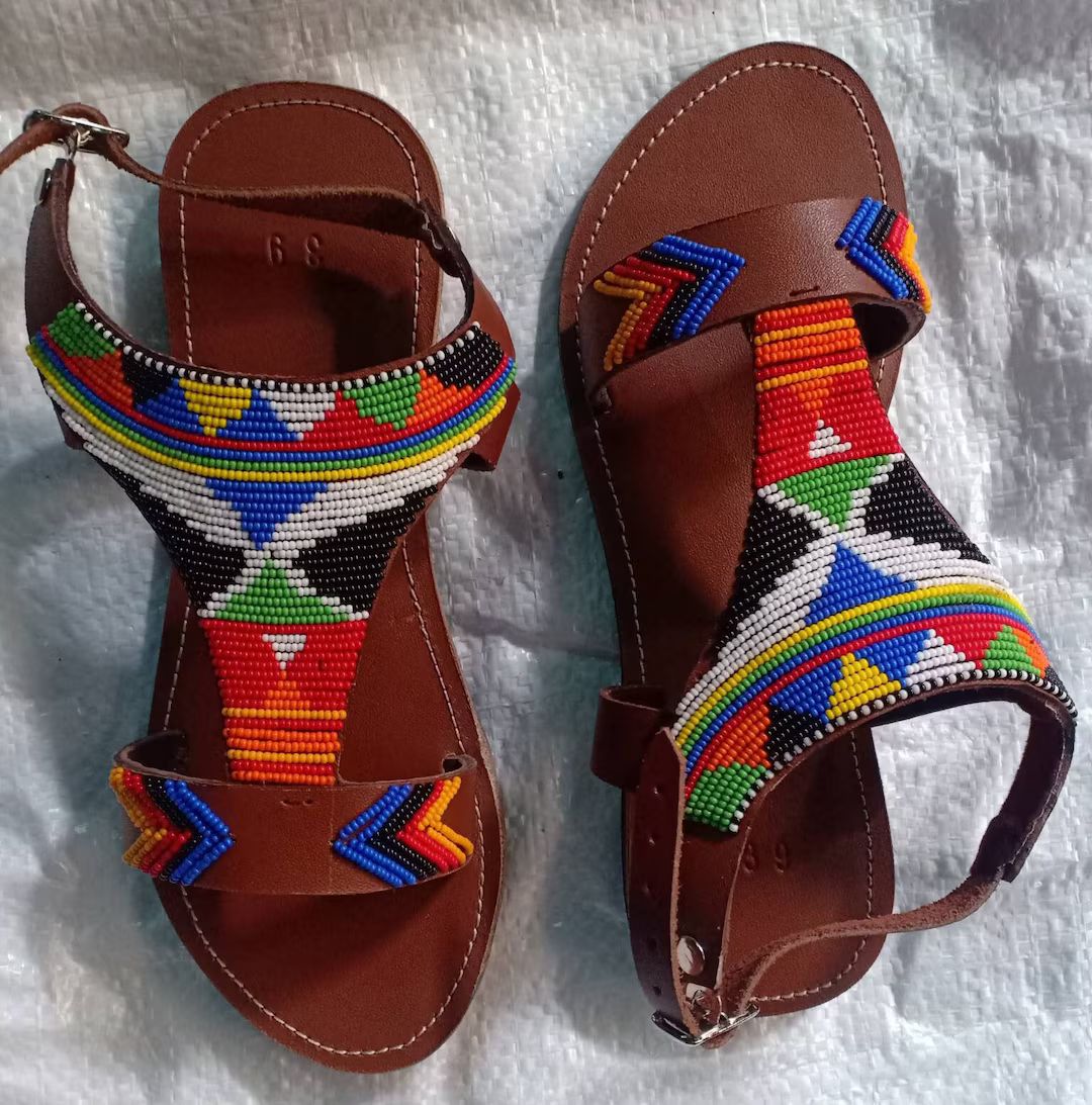 ON Sale:beaded Sandals/sandals Women Leather/african Beaded Sandals/sandals Women/leather Sandals... | Etsy (US)