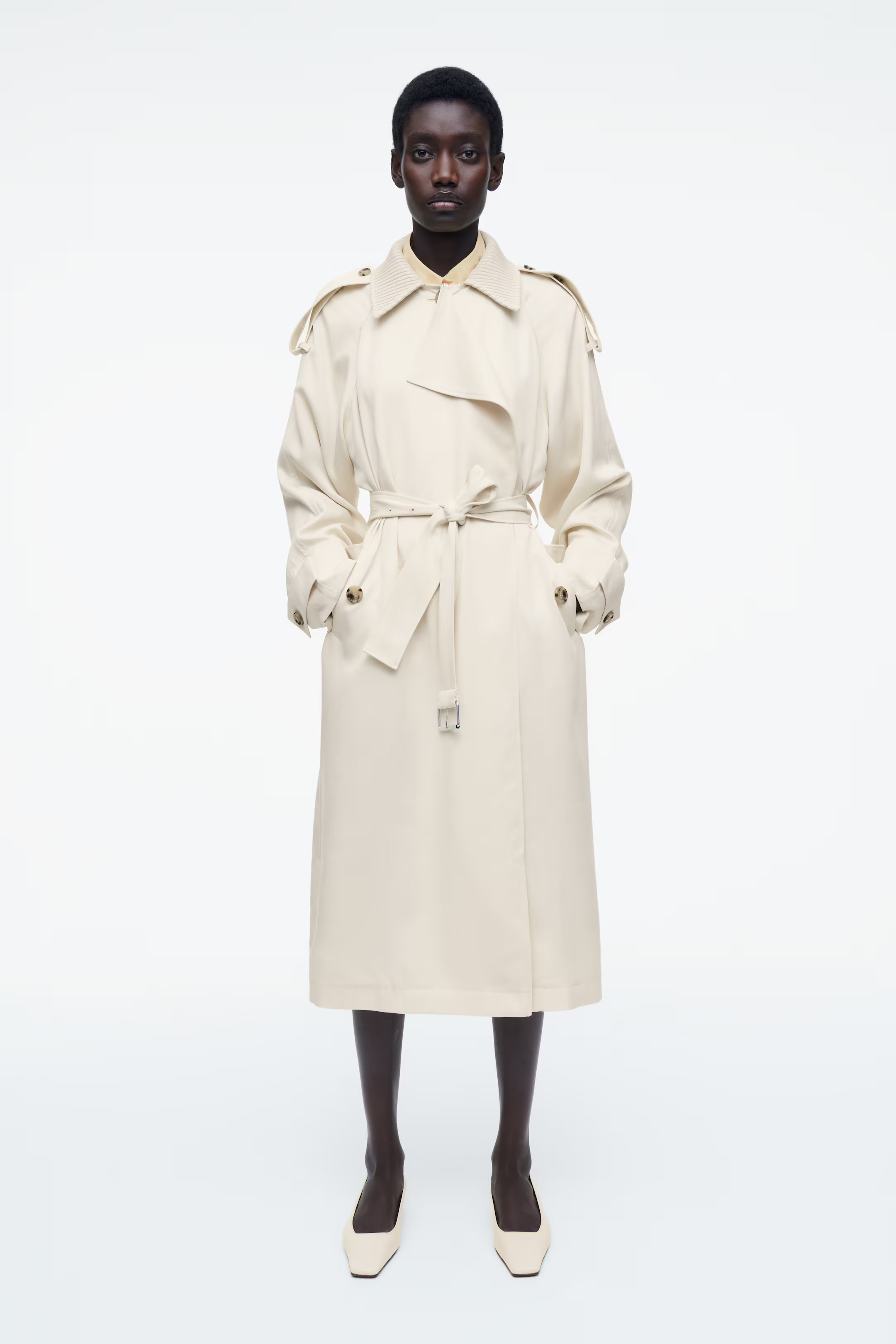 KNITTED-COLLAR TRENCH COAT | H&M (UK, MY, IN, SG, PH, TW, HK)
