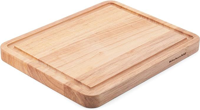 KitchenAid Classic Rubberwood Cutting Board with Perimeter Trench, Reversible Chopping Board, 8-inch | Amazon (US)