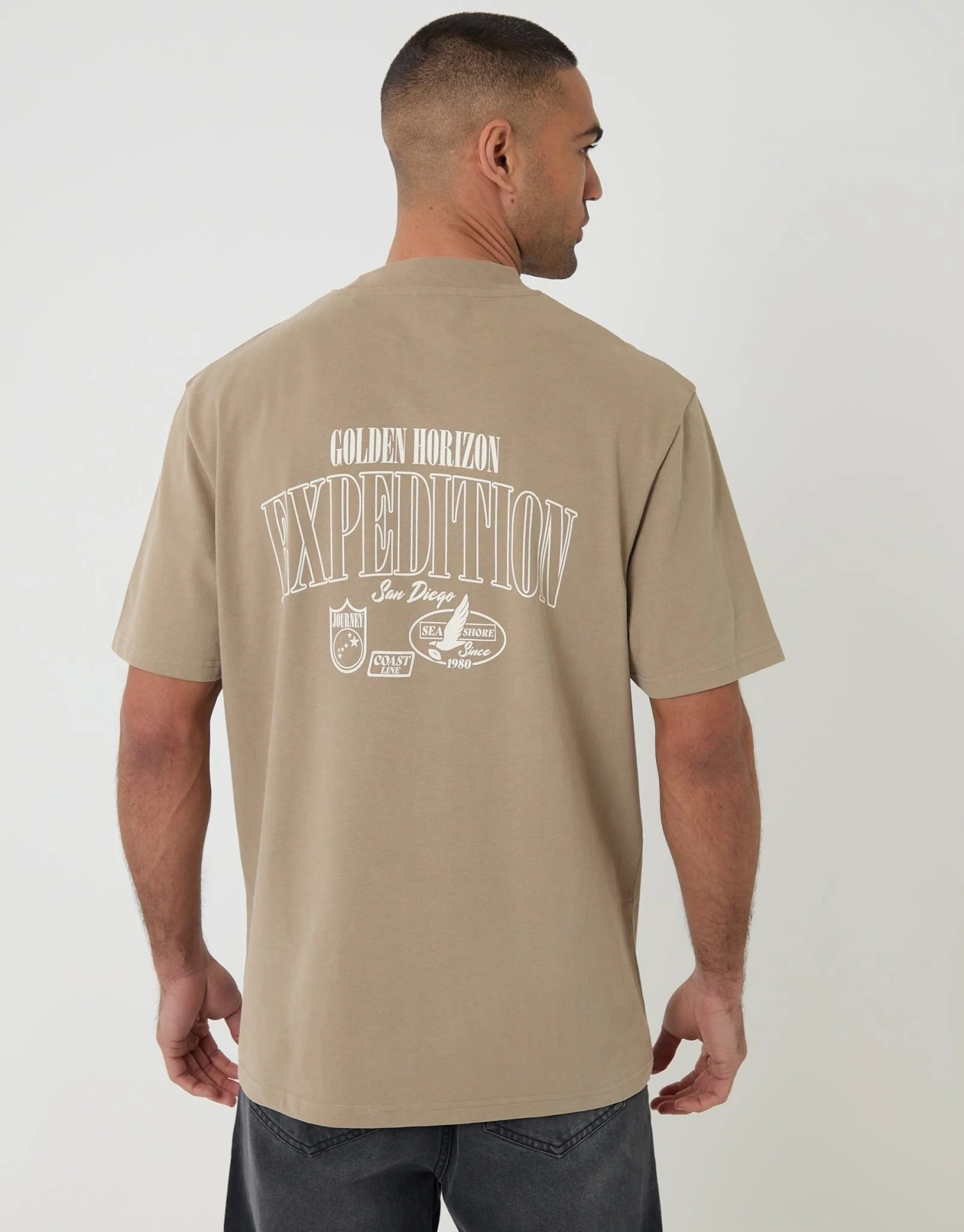 Relaxed Fit Expedition Peached Cotton T-Shirt in Brown | Threadbare UK