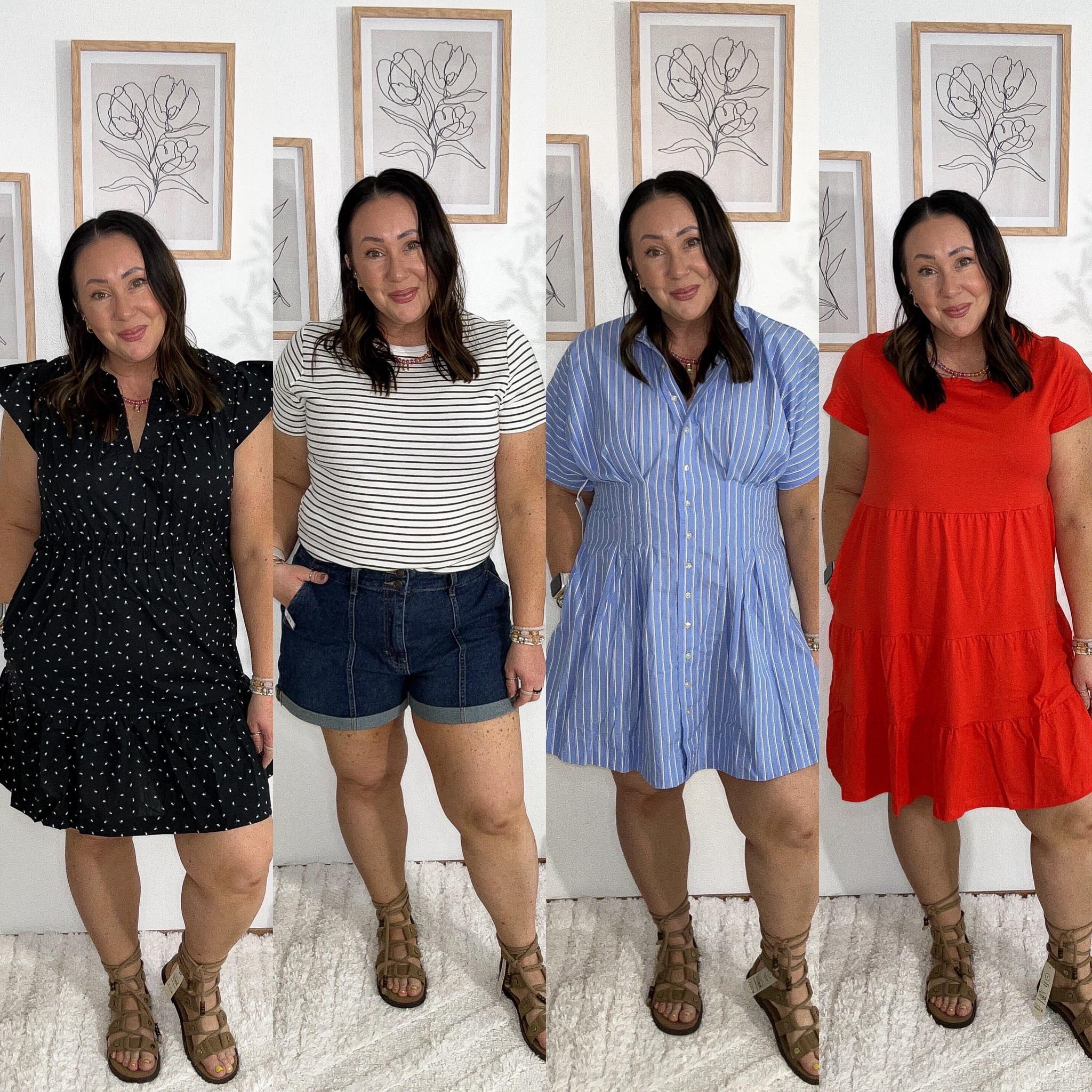 Try on my Walmart order with me!
Large dresses but would prefer an xl. Kind of between sizes right now. XL tees. Size 16 utility shorts. Need a size 18. Size 18 5’’ inseam denim shorts. Sandals run true to size.  

#LTKMidsize #LTKOver40 #LTKmomlife