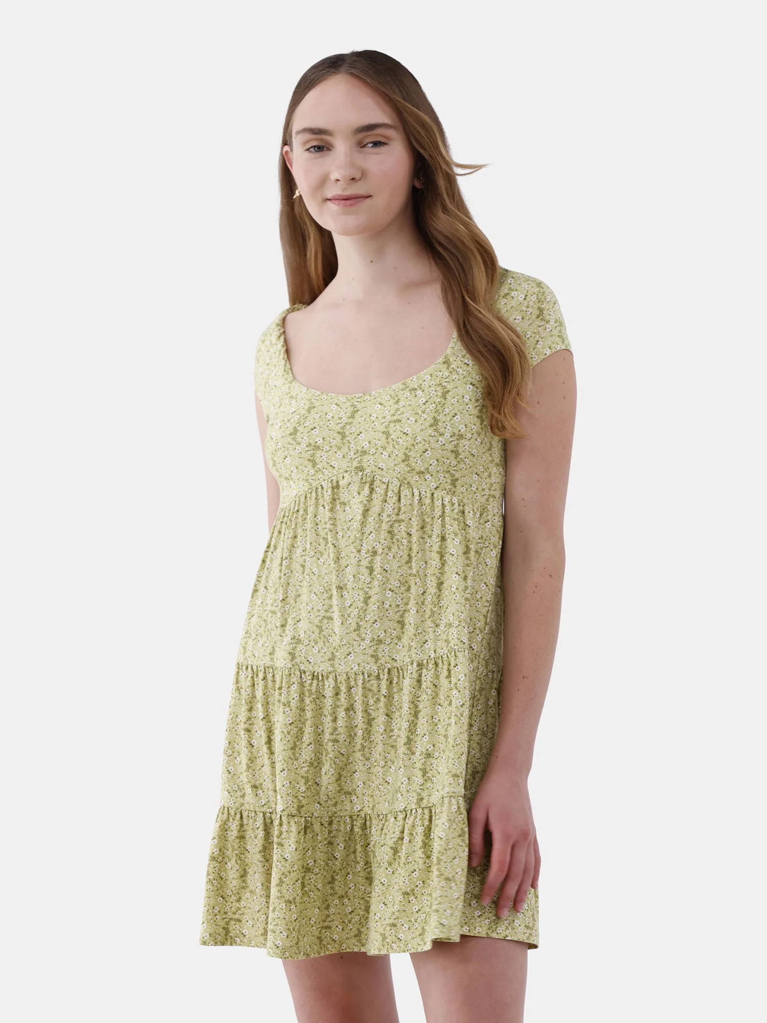 No Boundaries Tiered Babydoll Dress, Women’s and Women’s Plus | Walmart (US)