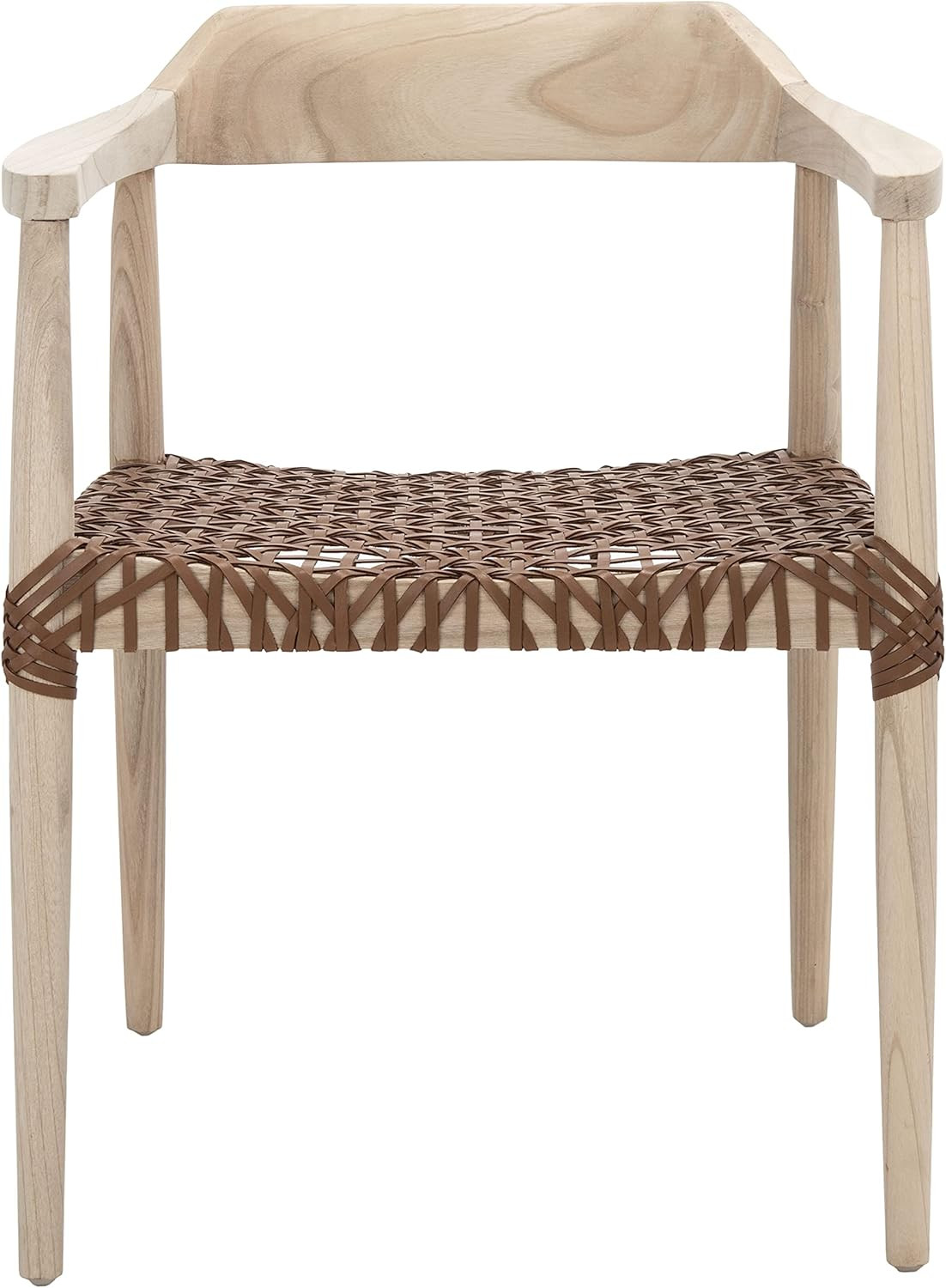 SAFAVIEH Home Collection Munro Natural Sungkai Wood/Light Honey Leather Woven Accent Chair (Fully... | Amazon (US)