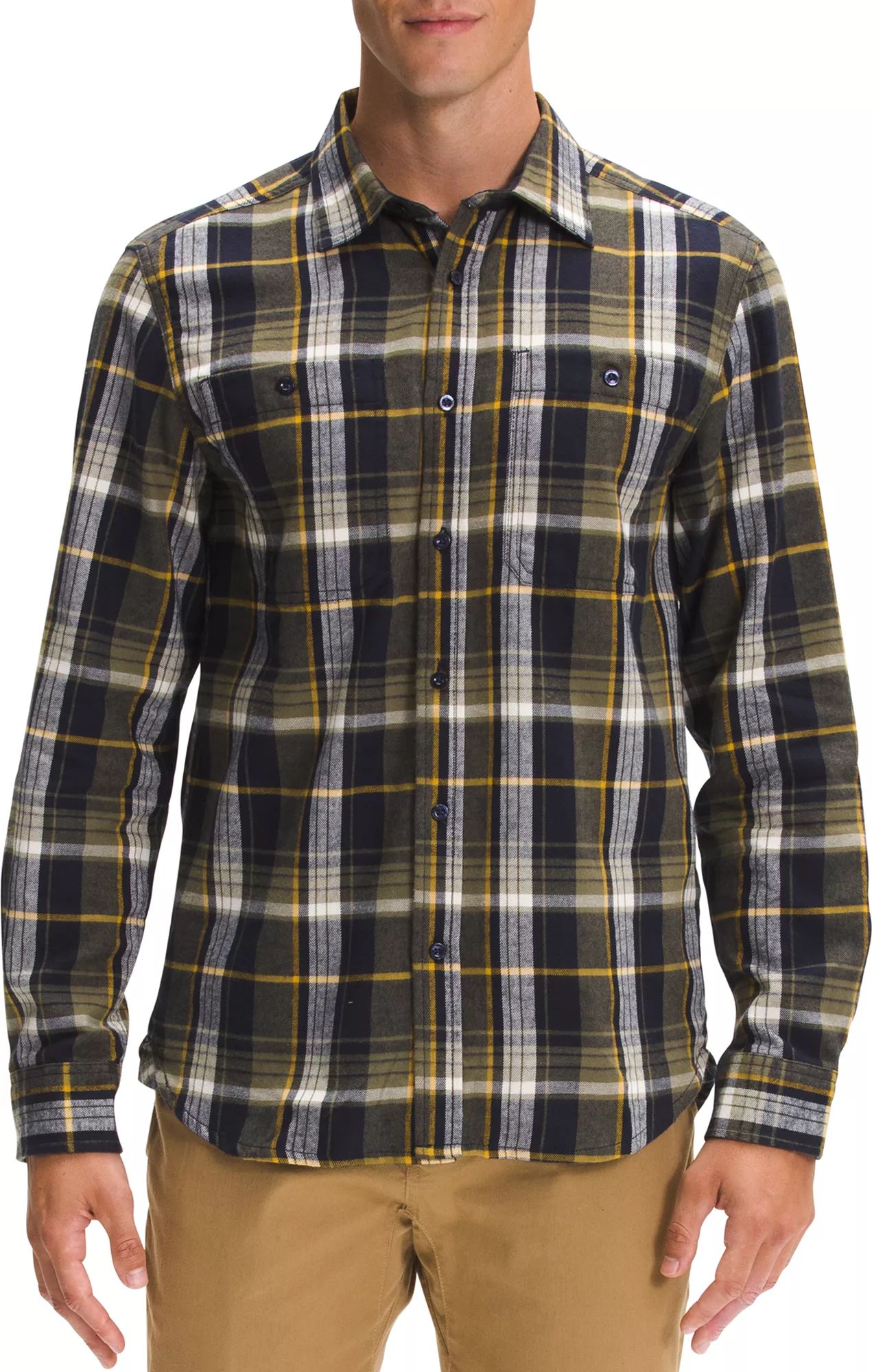 The North Face Men's Arroyo Lightweight Flannel Shirt, Small, Brnt OlvGrn Md HlfDme Pld | Dick's Sporting Goods