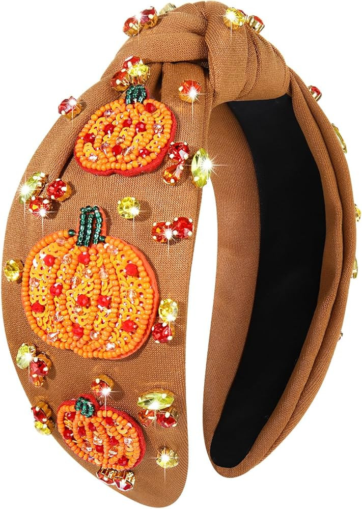 NVENF Thanksgiving Headband for Women Beaded Turkey Fall Headband Accessories Jeweled Pearl Rhine... | Amazon (US)
