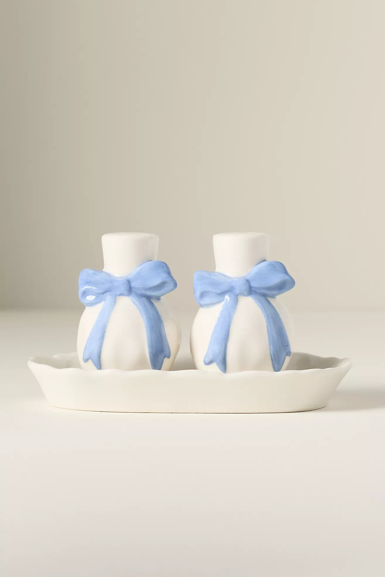 Benedita Stoneware Bow Salt & Pepper Shakers | Anthropologie (US)
