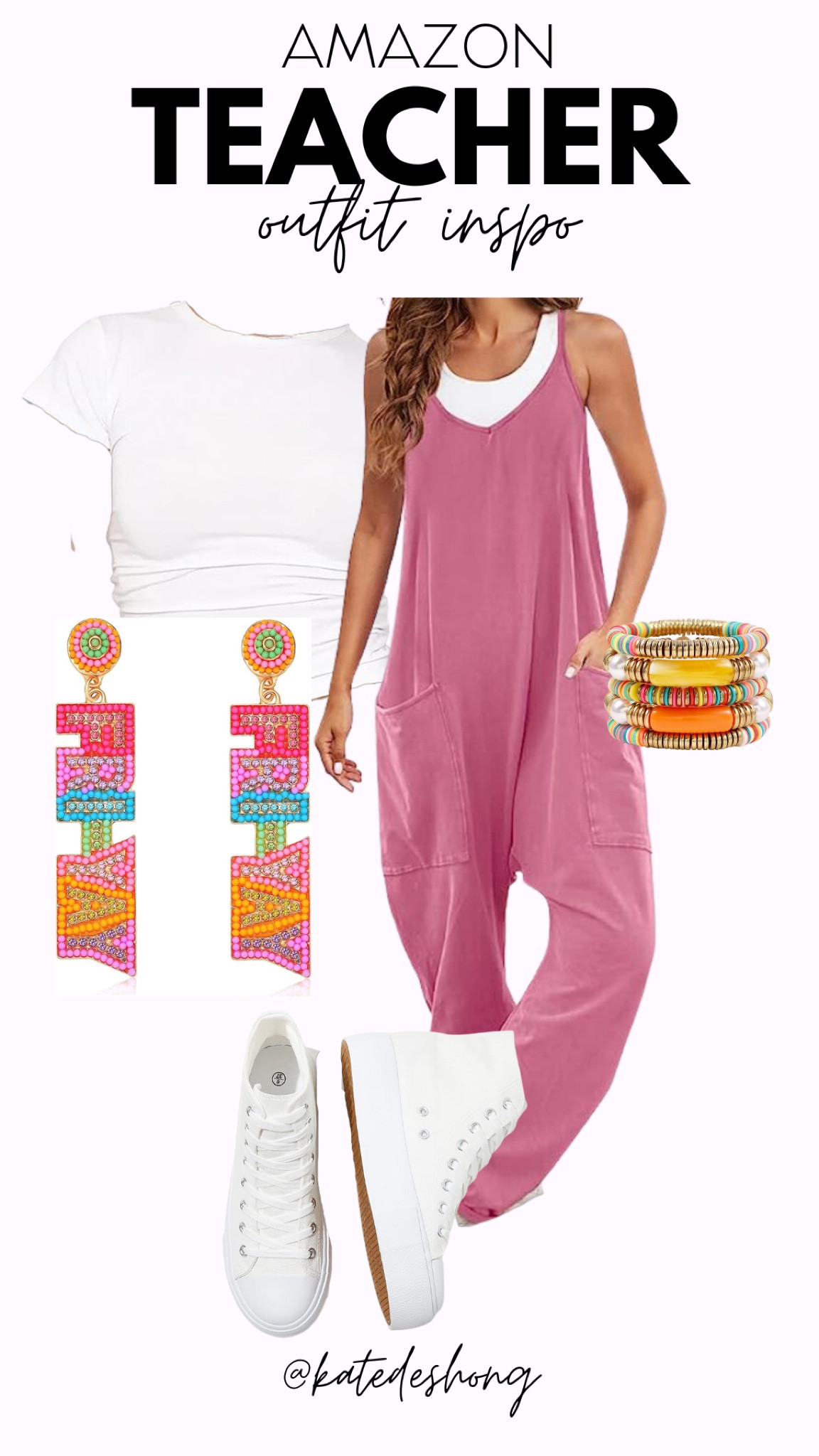 Teacher outfits. Work wear outfits. Casual work outfits. No jeans. No dresses. Work pants. Work blouses. Teacher T-shirt. Amazon finds. budget shopping. Teacher earrings. Back to school. Pencils. Graphic tee. Fun pants. Plaid pants. Cute headband. Teacher headband. Under $50. Teacher outfit inspo. Pinterest teacher. Kindergarten teacher. Overalls. Jumpsuits. 

#LTKSeasonal #LTKworkwear #LTKBacktoSchool