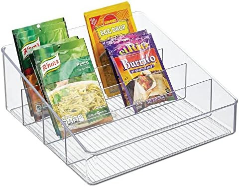mDesign Large Plastic Food Packet Organizer Bin Caddy - 4 Divided Sections - Storage Station for ... | Amazon (US)