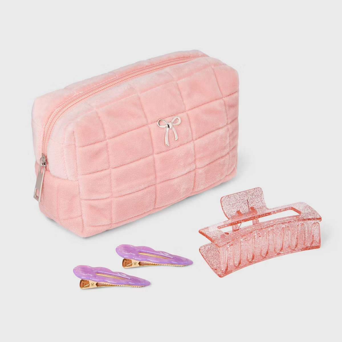 Quilted Bow Bag with Clips and Claw Hair Clip Set 4pc - Wild Fable™ | Target