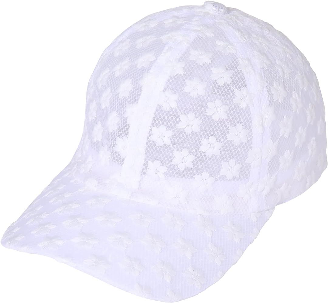 boderier Lace Baseball Cap Floral Embroidered Baseball Hats Adjustable Snapback Mesh Trucker Sun ... | Amazon (US)