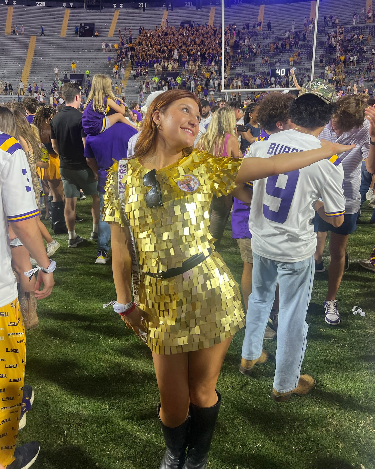 LSU football game ootd💜💛🐅 I am obsessed with this fit 

#LTKBeauty #LTKStyleTip #LTKShoeCrush