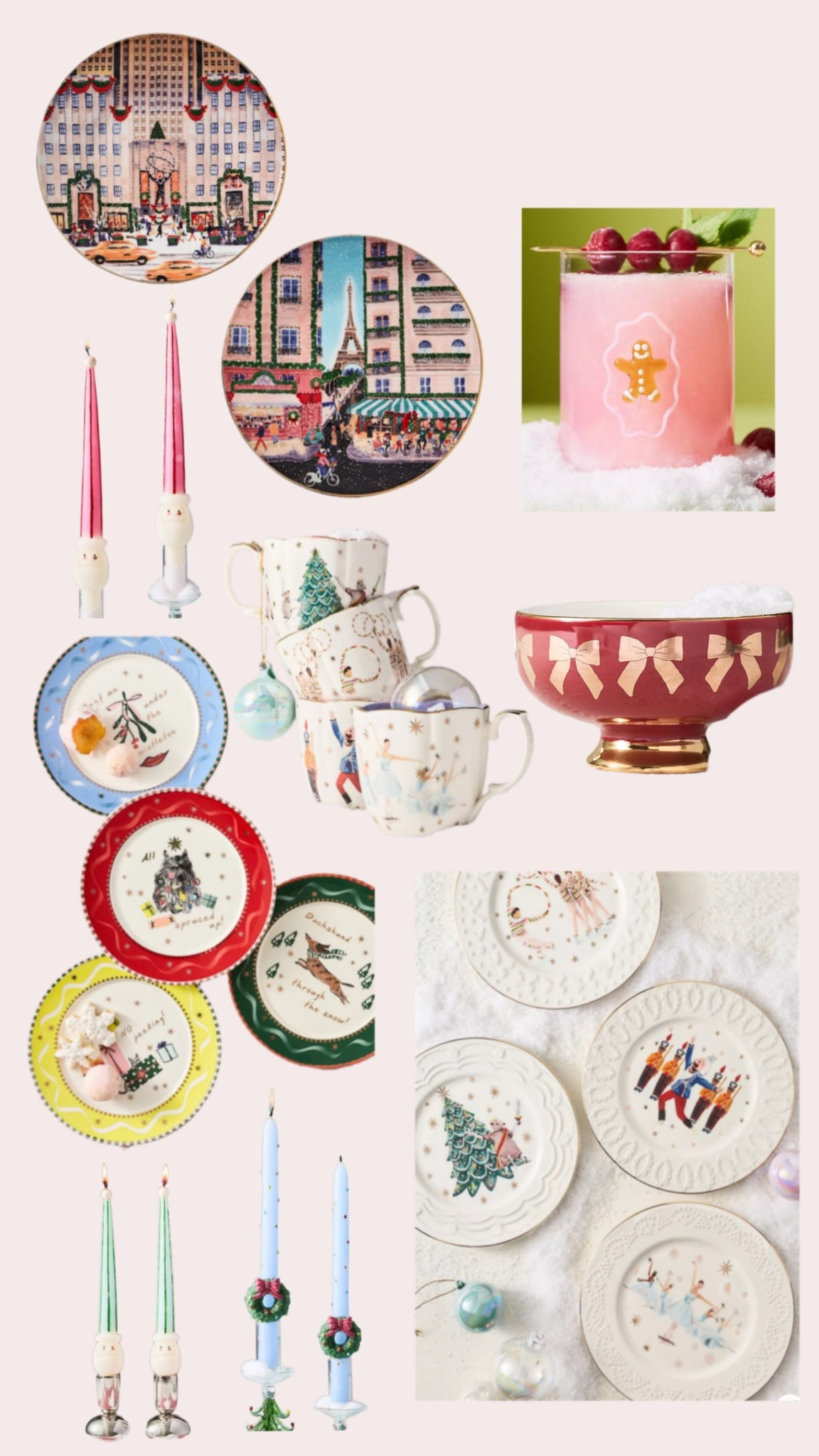 Anthropologie Christmas

Santa candles
Nutcracker mug
Christmas mug 
Christmas dining 
Gingerbread glass 

#LTKSeasonal #LTKHome