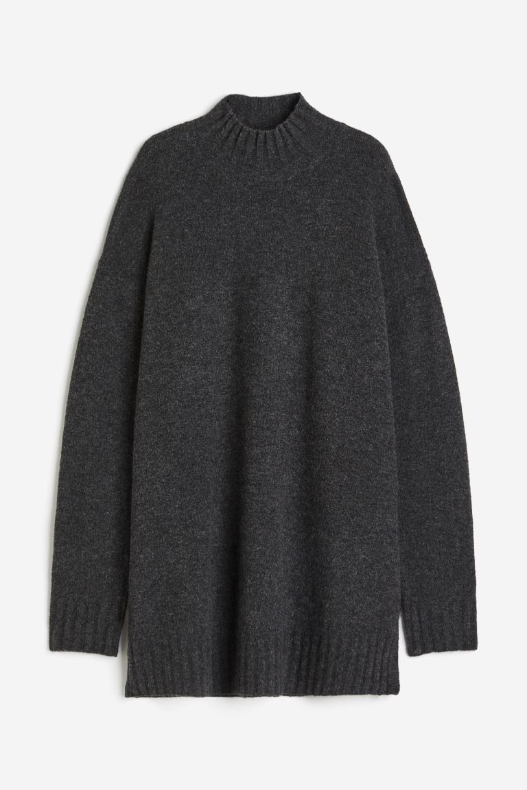 Mock Turtleneck Sweater - Dark gray melange - Ladies | H&M US | H&M (US + CA)