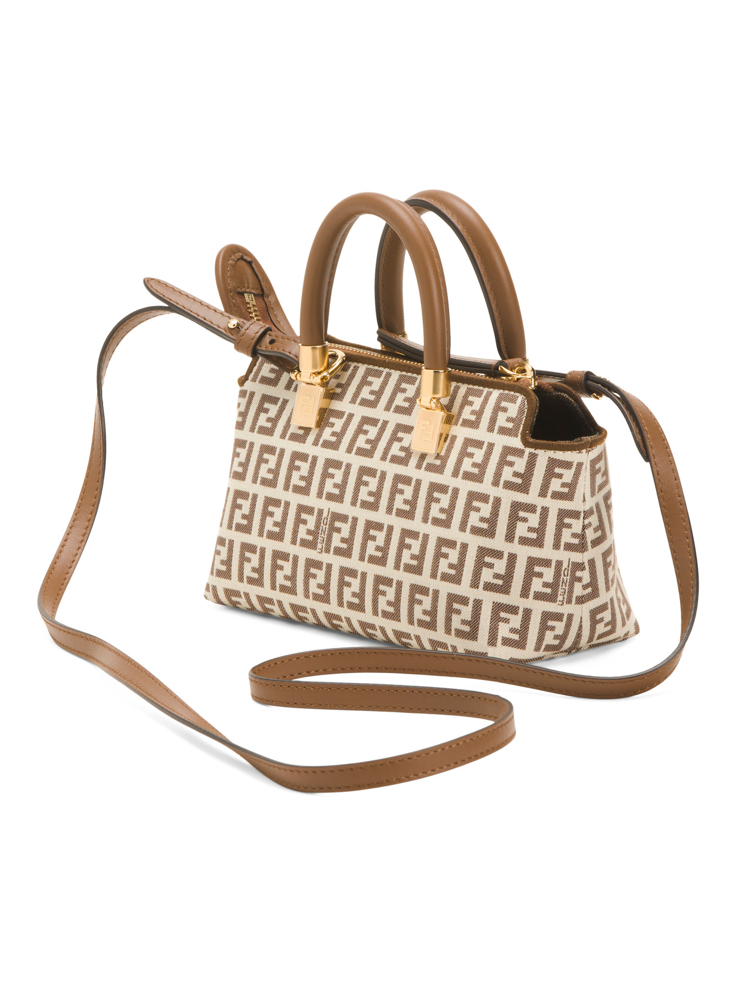 Made In Italy By The Way Logo Leather Trim Satchel With Shoulder Strap | TJ Maxx