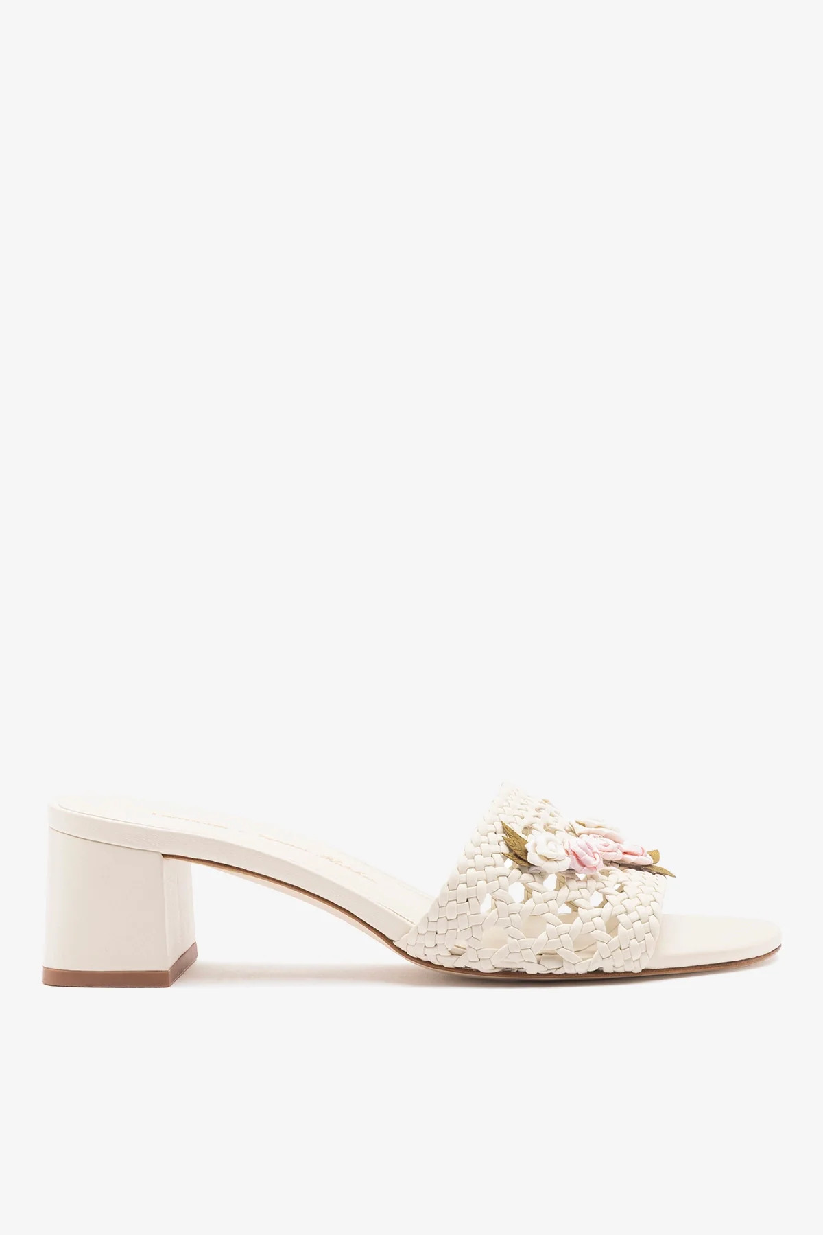 Larroud\u00e9 x Tanner Fletcher: Rose Garden Trellis Sandal Ivory Leather | Larroude