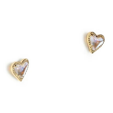 Kendra Scott Ari Heart Stud Earrings for Women, Fashion Jewelry, 14k Gold-plated, Iridescent Dichroic Glass 4217706877 | Walmart (US)