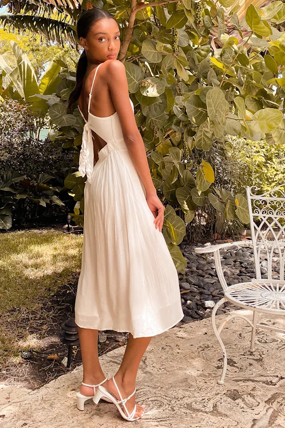 Postcards from Positano White Tie-Back Button Front Midi Dress | Lulus (US)