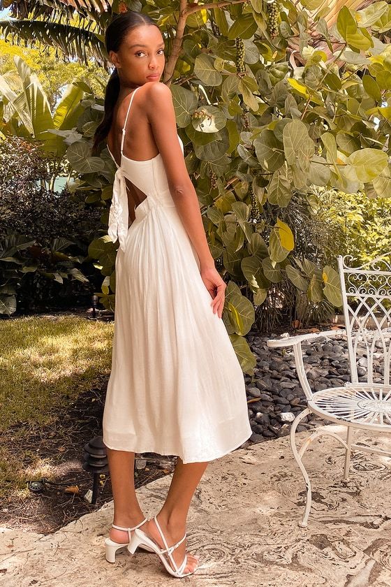 Postcards from Positano White Tie-Back Button Front Midi Dress | Lulus (US)