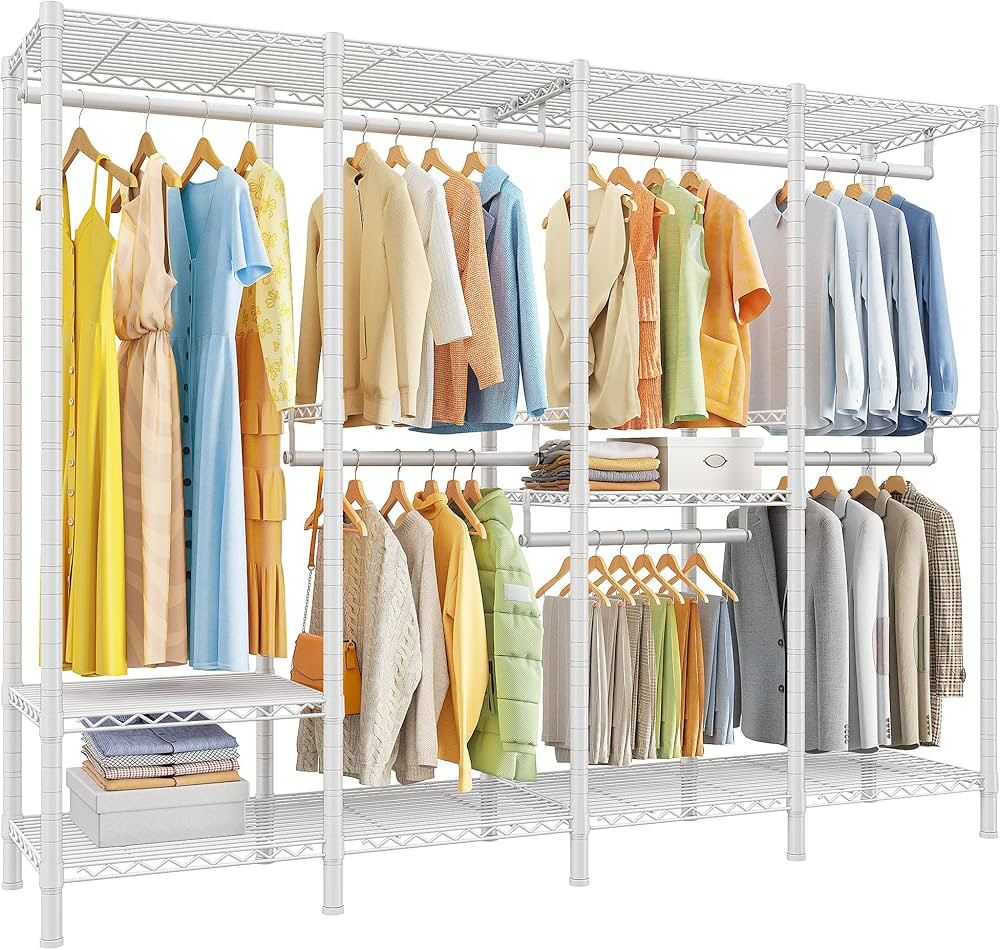 Raybee 76.9" H Clothes Rack Heavy Duty Loads 1100 LBS Metal Clothing Racks for Hanging Clothes Ad... | Amazon (US)