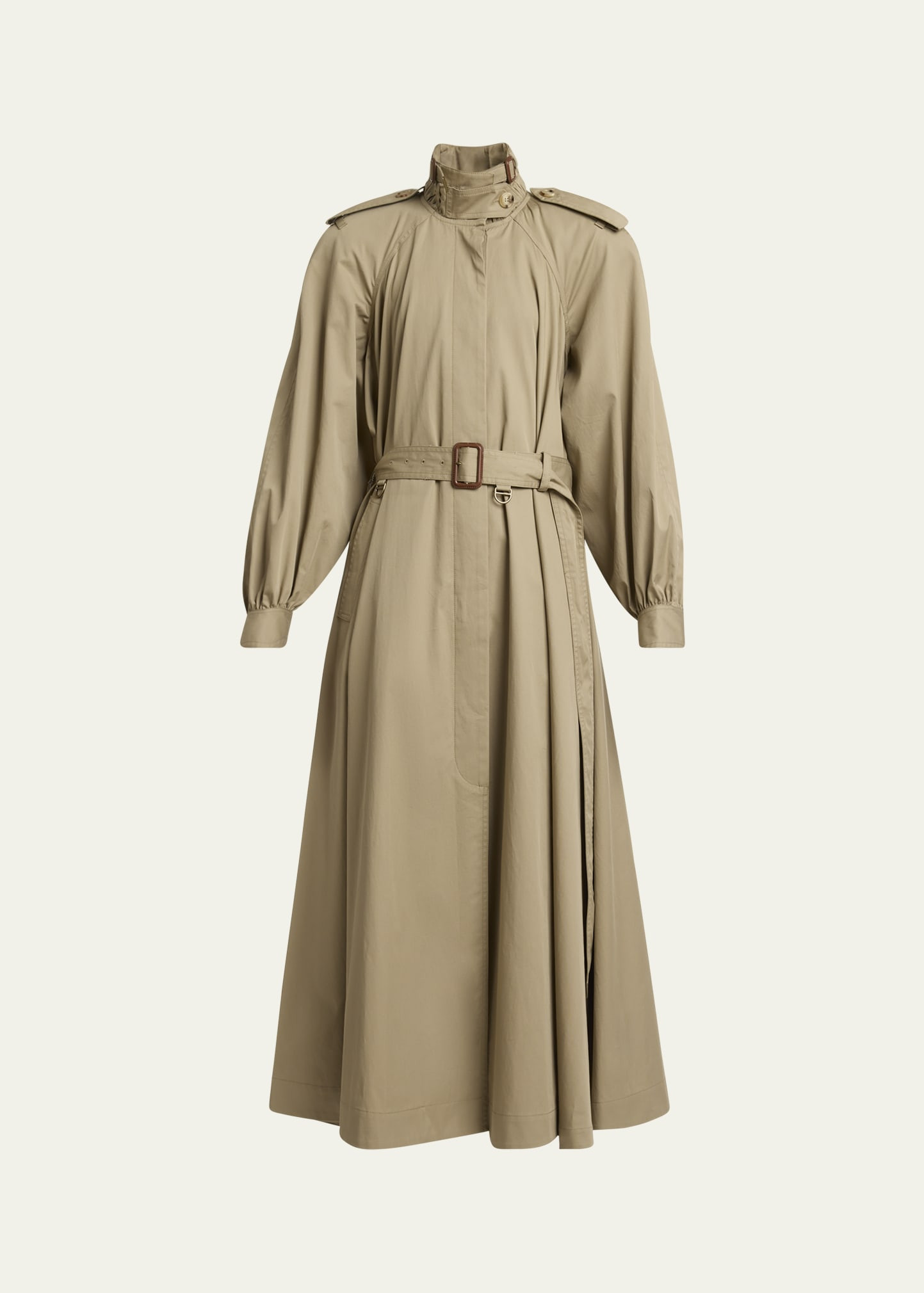 Chloe Long High-Neck Belted Gabardine Trench Coat | Bergdorf Goodman
